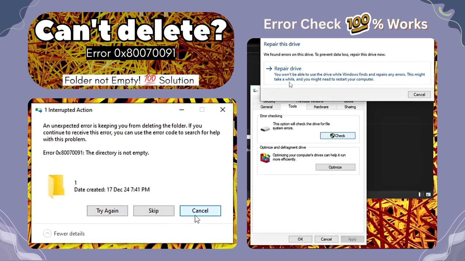 How to delete Undeletable Folders in Windows (FIX Error 0x80070091)